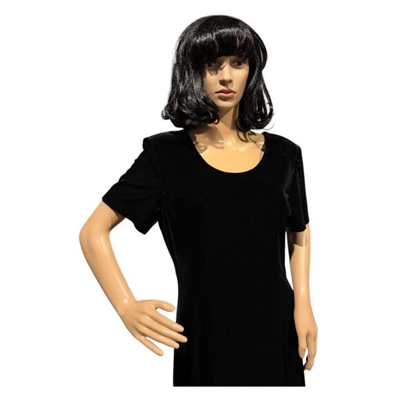 Vintage Another Thyme Black Velvet Jeweled Keyhole fit flare Dress size large - Picture 10 of 12